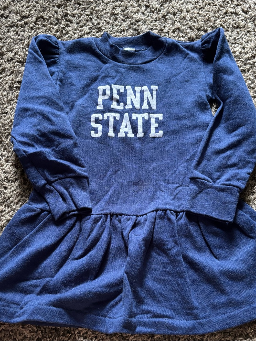 Rabbit Skins Navy Penn State Long-Sleeve Ruffle Dress